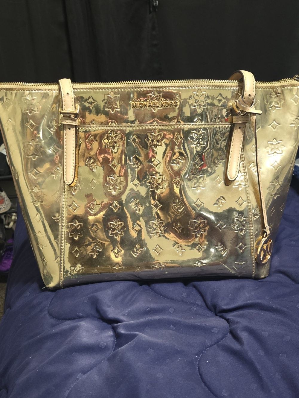 Michael Kors Metallic Gold Embossed Tote